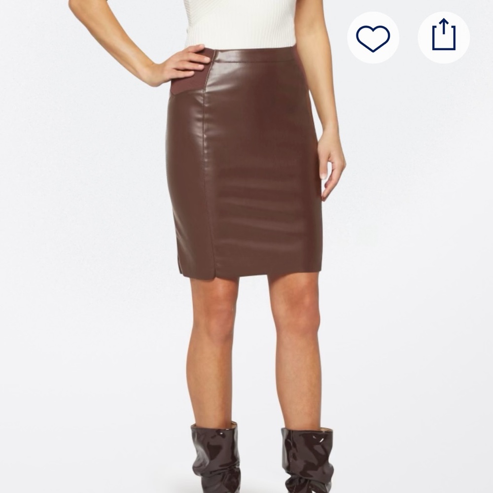 Brown Faux Leather Pencil Skirt